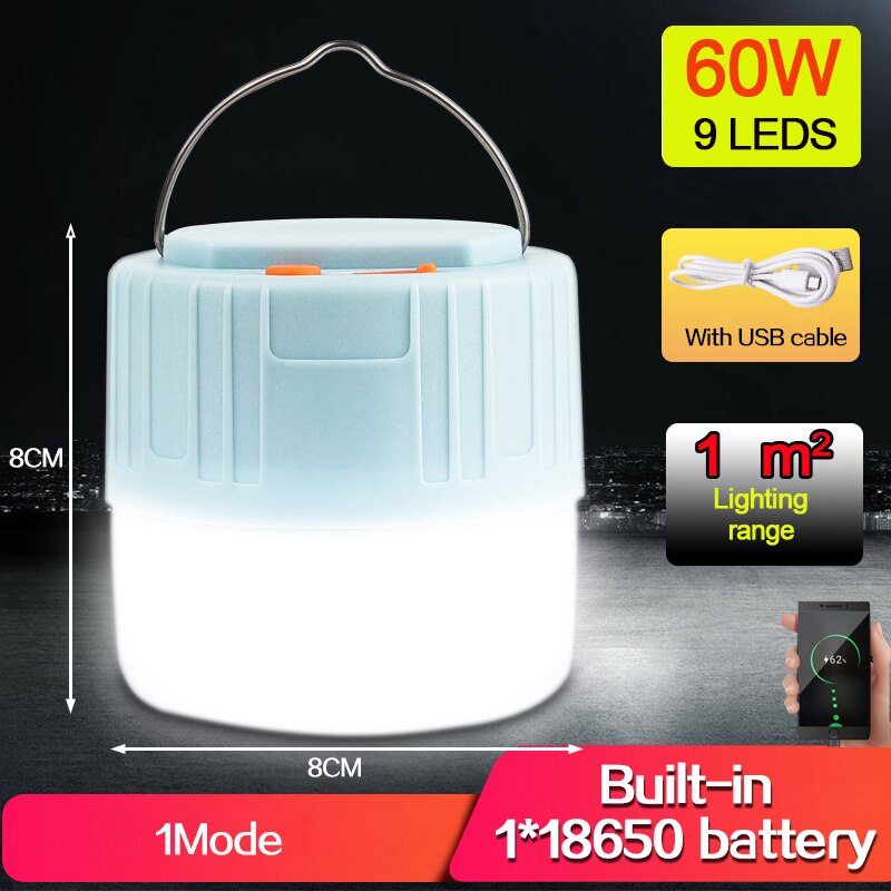 Luz LED Solar para acampada, Bombilla recargable por USB de 300W para tienda de campaña al aire libre, linternas portátiles, luces de emergencia para barbacoa y senderismo: Type A