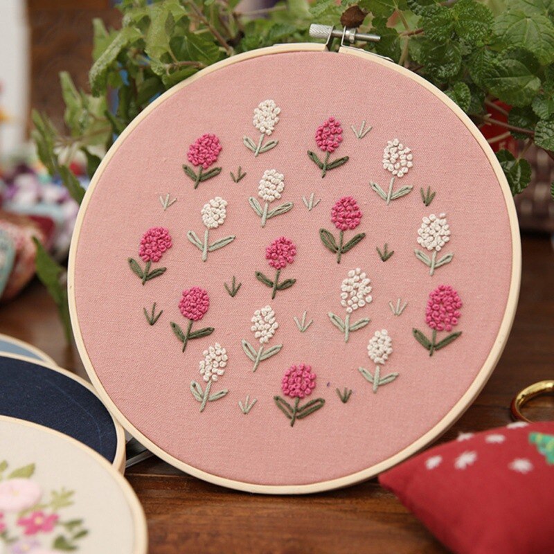 European DIY Embroidery Flower Pattern Handwork Needlework For Beginner with Embroidery Hoop Cross Stitch Kit Hanging Decor