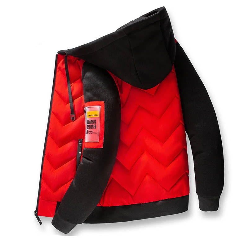 Winter Men Parka Casual Jacket Color patchwork Outwear Thicken And Warm hooded Coat Slim Fit MF9