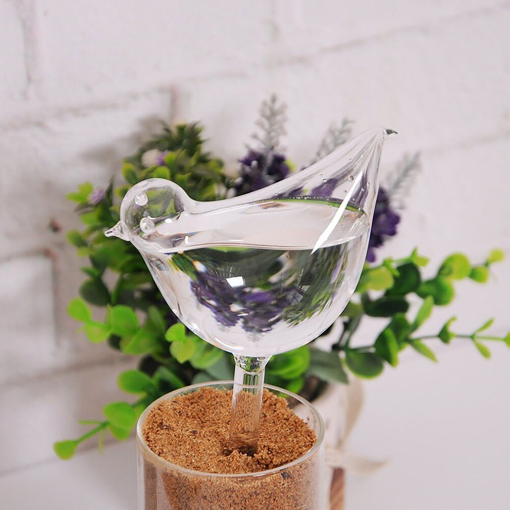 Birds Shape Clear Glass Self Watering Durable Mini Transparent Plant Watering for Garden Plant Watering Device