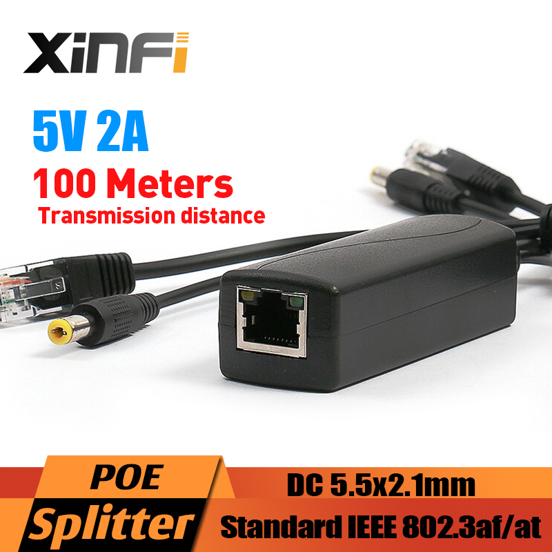 48 V naar 5 V Actieve PoE Splitter Adapter 12 W Injector Connector IEEE802.3af 10/100 Mbps Voor IP camera VoIP Telefoon AP 5 V/2A Uitgang