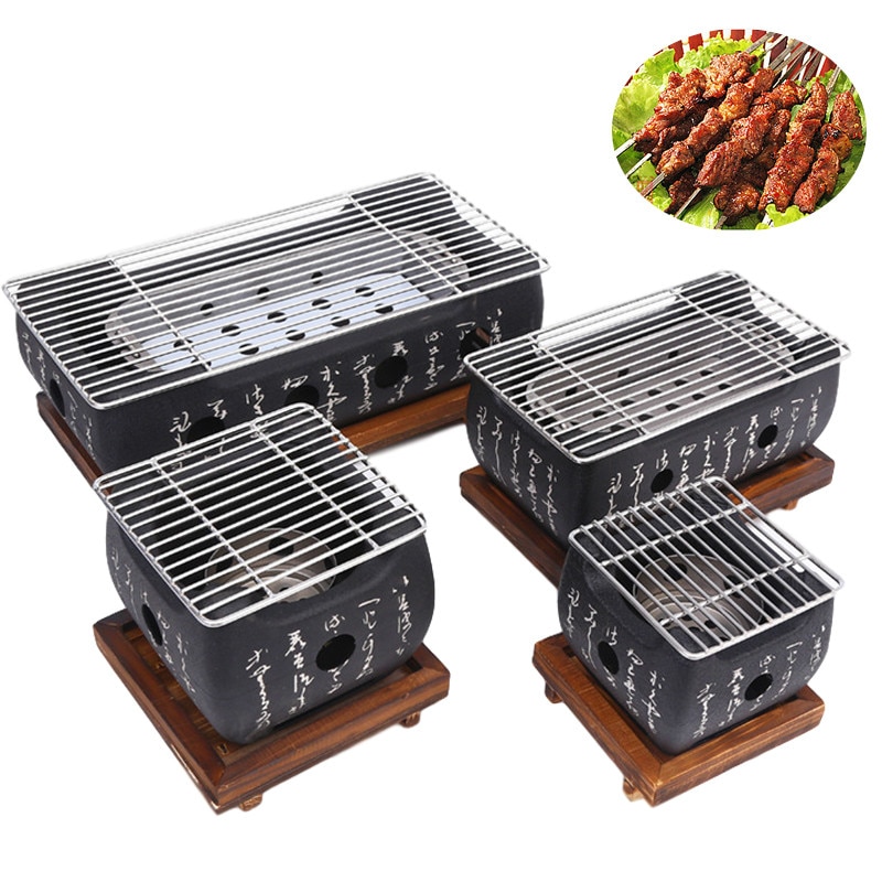 Portátil japonês churrasqueira a carvão grelhador grelhadores de liga de alumínio ao ar livre indoor churrasco grill pan churrasqueira fogão