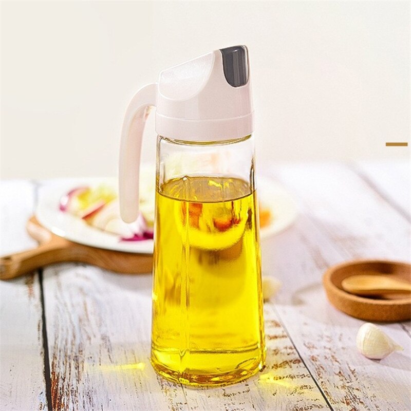 Automatic Opening and Closing Kitchen Oil Seasoning Cans with Capped Glass Condiments Leak-Proof Oil Vinegar Bottles Spice Jar