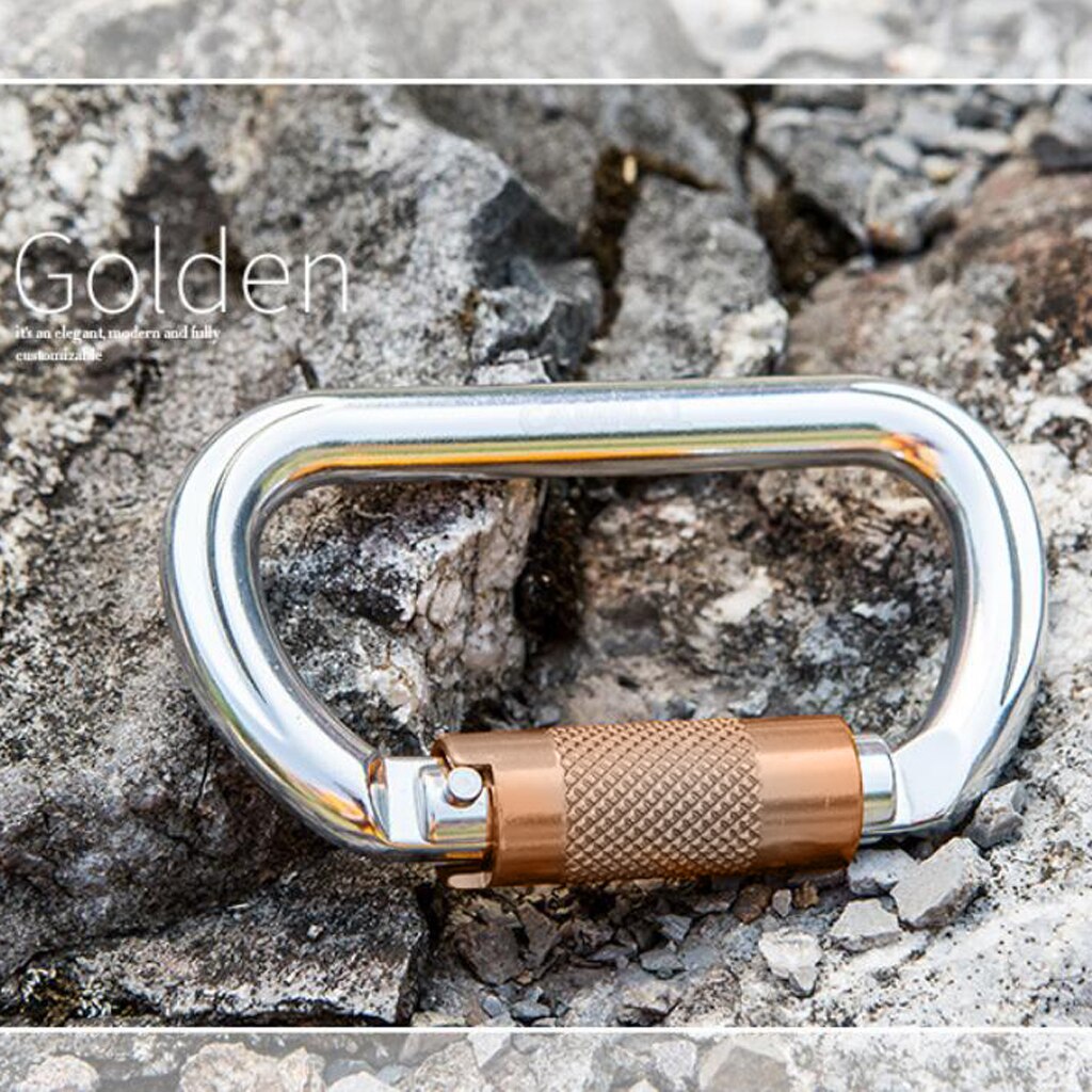 Quickdraw Carabiner 25KN Twist Screw Gate Auto Locking Buckle for Climbing Caving Rappelling Rescuing