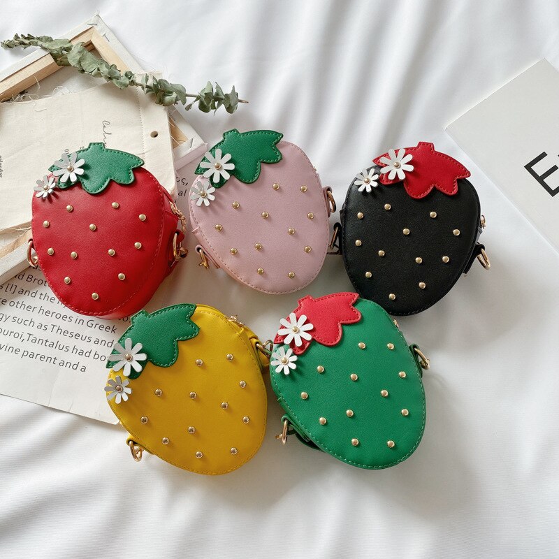 Sacs à bandoulière transparents à paillettes pour enfants, jolis sacs à main à fraises pour filles, Mini sac à épaule pour bébés, porte-monnaie