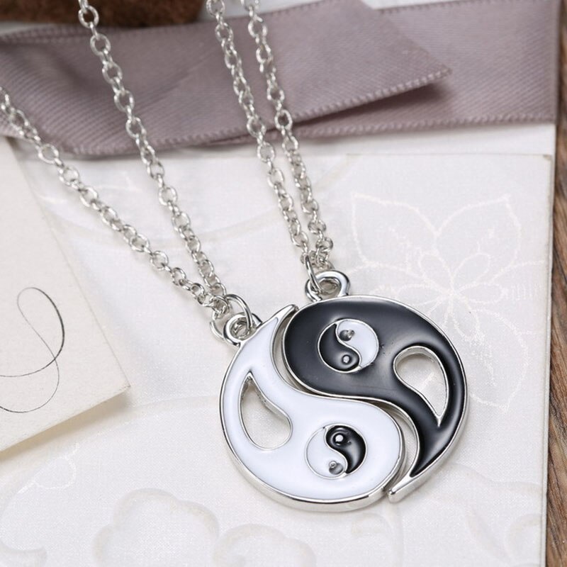 2 Stks/set Yin Yang Hanger Ketting Zwart Wit Paar Ketting Zus Vriend Vriendschap Sieraden