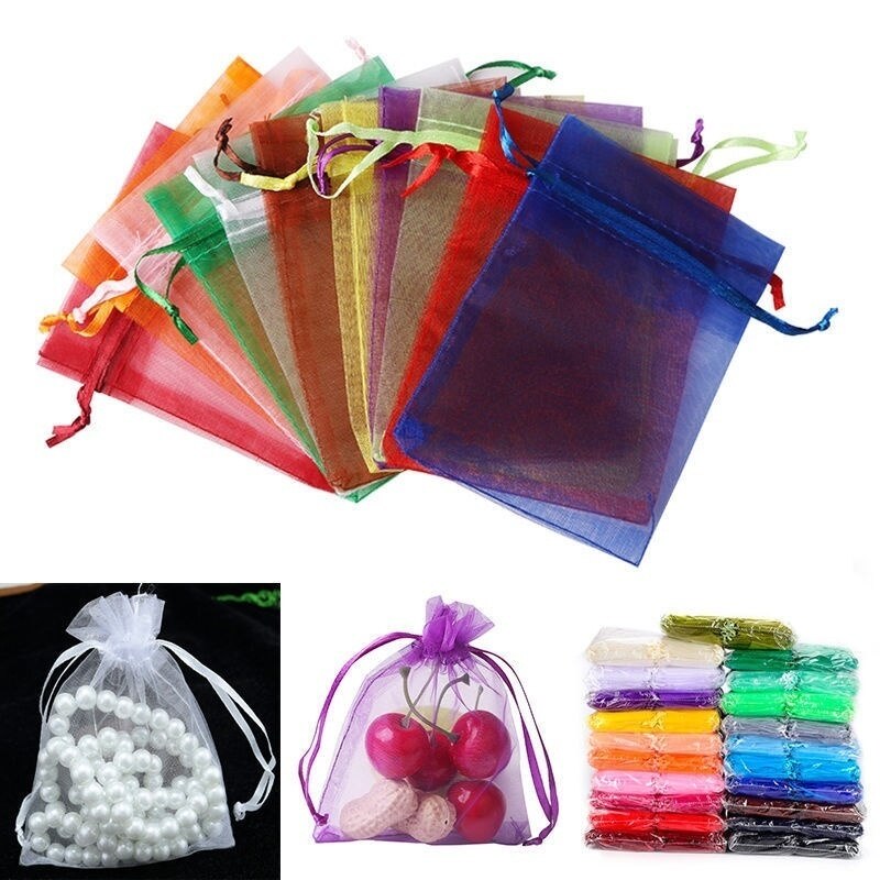 50pcs （9x12cm） Organza Bag Jewelry Packaging Candy Wedding Party Goodie Packing Favors Cake Sweets Pouches Bags