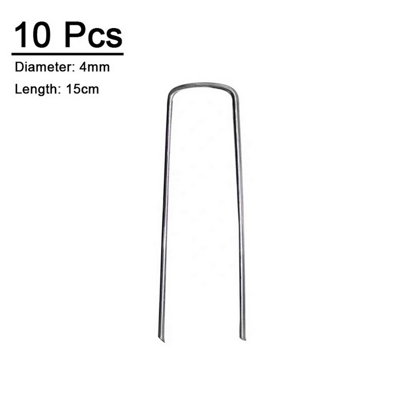 Garden Peg Metal Silver U Shape Garden Ground Film Fixed Pegs Gardening Fixing Tools Film Peg: 4mm x 15 cm10pcs