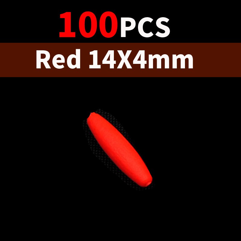 [100PCS/lot] Seven-star Oval mini fishing float bobber rig making fishing floating beans beads fishing accessories no stopper: Red 14X4mm