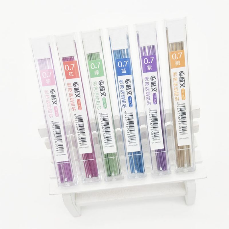 0.7mm Colorful Mechanical Pencil Lead Art Sketch Drawing Color Lead Writes In Black School Office Supplies D08A