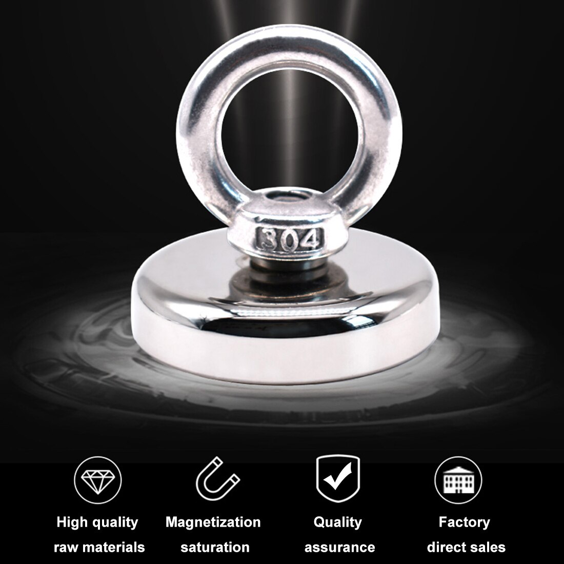 Round neodymium magnet pot fishing magnet neodymium super powerful magnetic hook sea fishing magnet viewfinder Pull ring tool