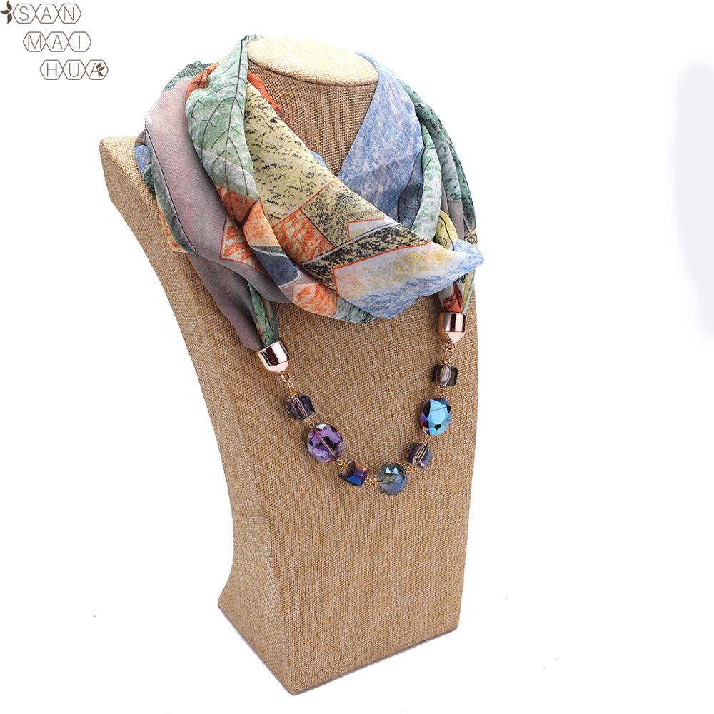 Dames sieraden hanger ketting sjaal vrouwelijke chiffon sjaals en omslagdoeken femme foulard moslim wrap hoofddoeken