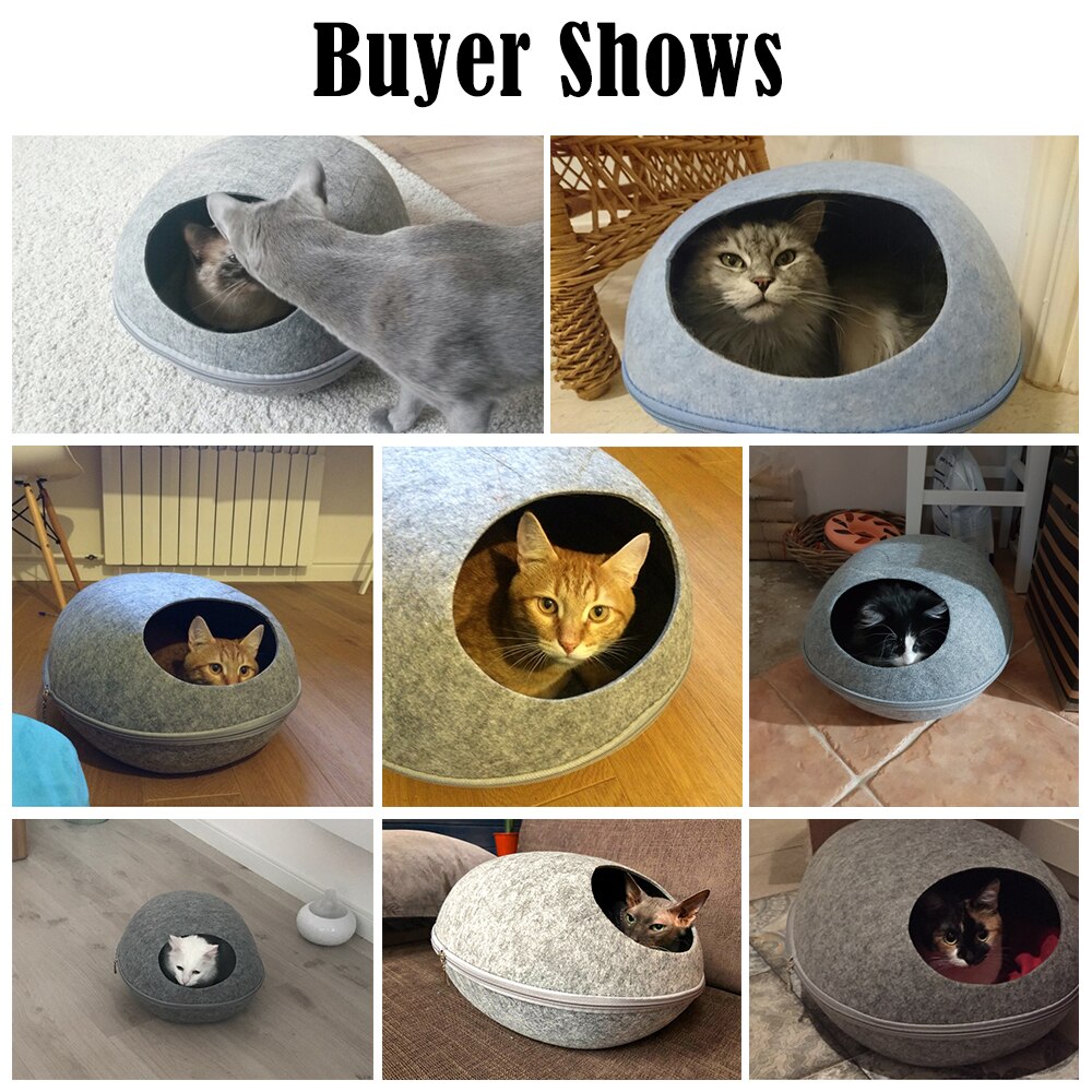 SHUANGMAO cama de gato para cueva en forma de huevo mascota, bolsa con cierre, cesta de fieltro para perrera, bonitas camas para gatos, nido, casa de perro, productos para mascotas