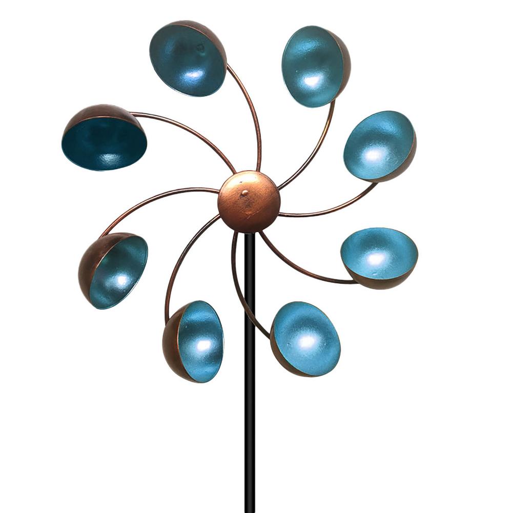 Outdoor Windmill Decoration Garden Lawn Wrought Iron Rotating Wind Spinner Courtyard Garden Stake Decorative Windmill Ornaments: Blue