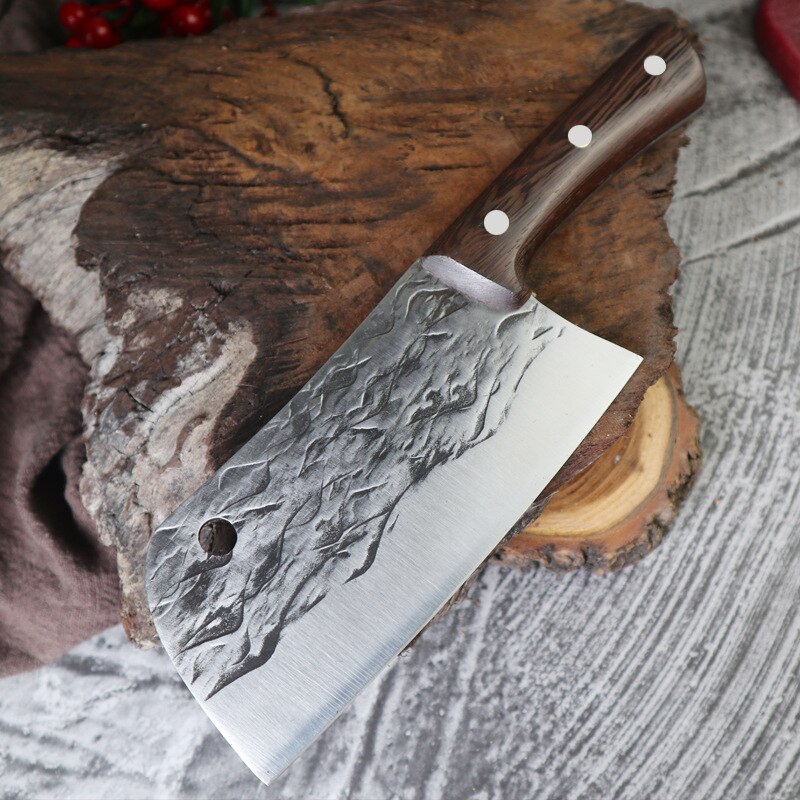 Forged Full Tang Carbon Steel Kitchen Knife Chef Chopper Butcher for Fish Bone Meat Cleaver Lightweight for Women Men
