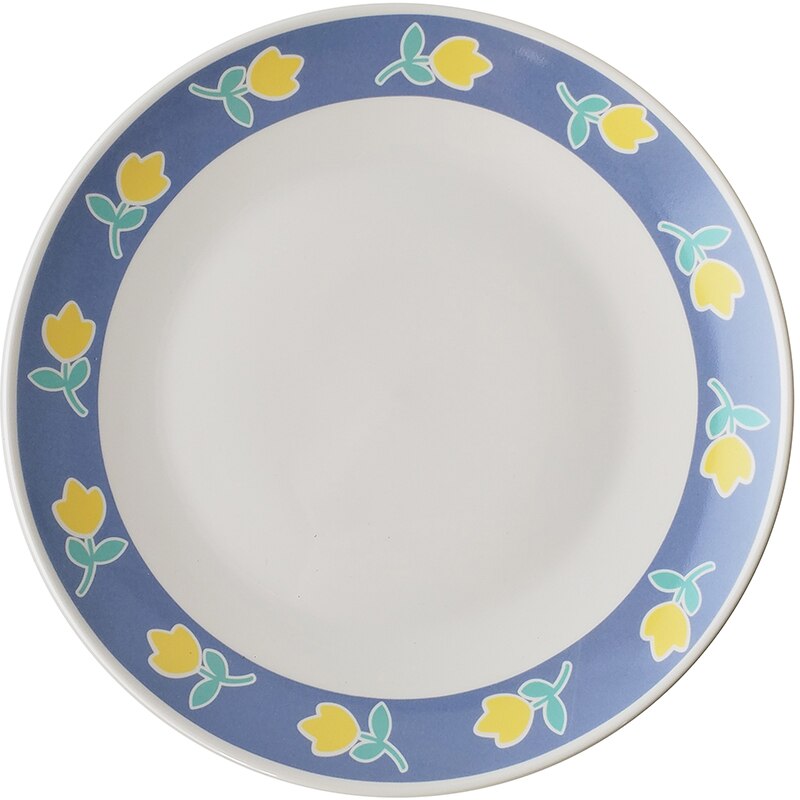 8 inch Lovely Ceramic Plates Dessert Plate Breakfast Cake Dessert Flower Fruit Letters Pattern Dish Home Decorations: B