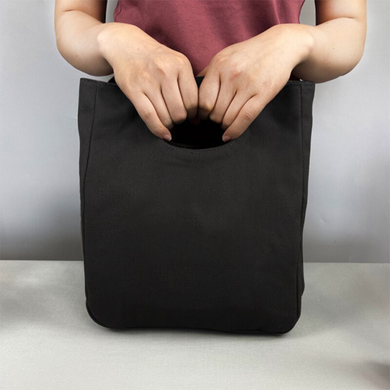 Złoty list izolowana torba na Lunch płócienna Tote torba zagęszczony izolowany biura przenośny śniadaniówka dużego ciężaru torba damska torba na Lunch: L 002 (Black)
