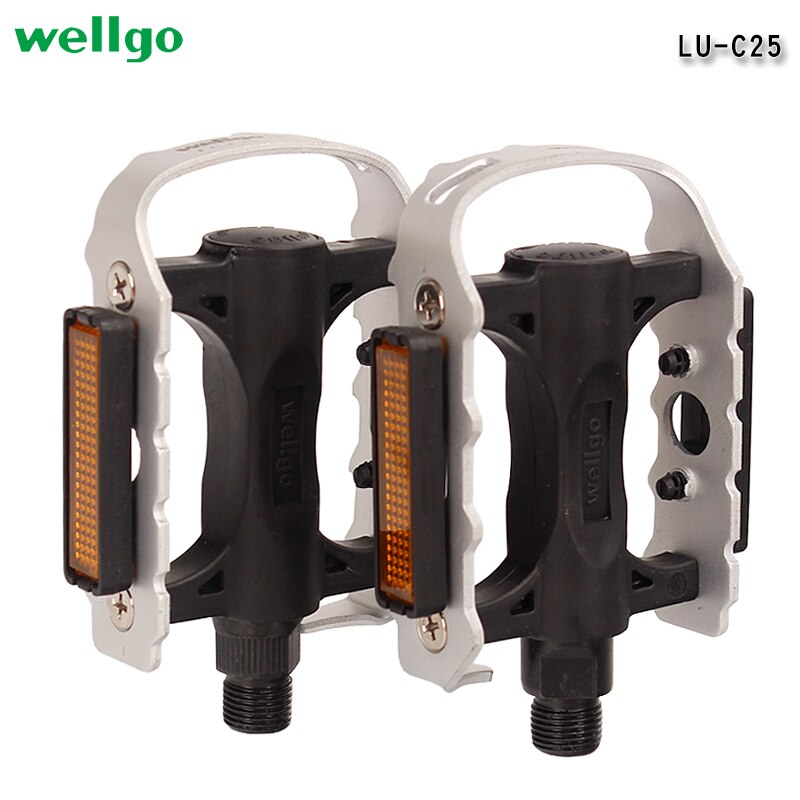 Wellgo-Pedal de bicicleta de LU-C25, Pedal de bola de engranaje fijo de 120x83x28mm, con rosca de tornillo antideslizante de doble cara, extraíble
