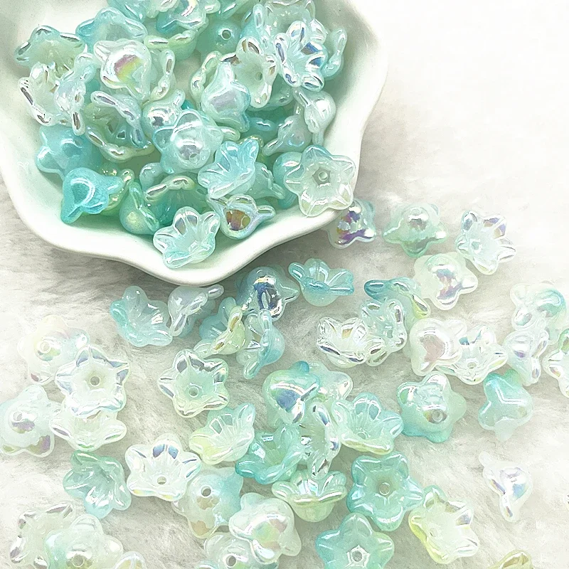 50 Uds. De tapas de cuentas acrílicas de campana de cambio Gradual de 7x13mm, accesorios de joyería, dijes, pulseras, cuentas espaciadoras para fabricación de joyas: Beige