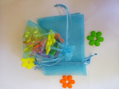 9*12cm 500pcs Multi color bags for jewelry/wedding/christmas/birthday Yarn bag with handles Packaging Organza bags: Lake Blue