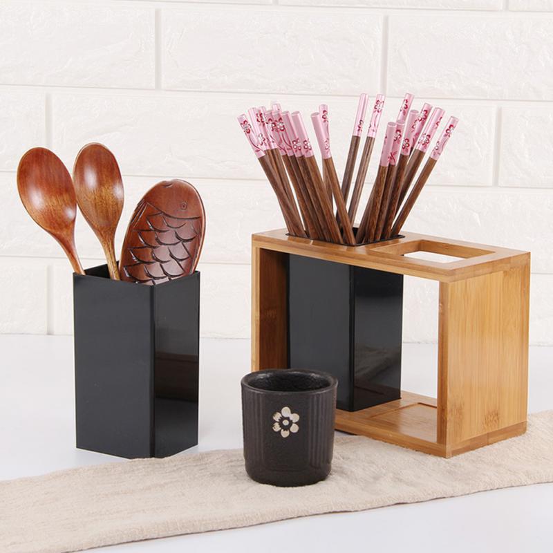 Kitchen Tableware Storage Box Bamboo Utensil Cutlery Holder Silverware Caddy Organizer For Forks Spoons Knives Countertop Supply