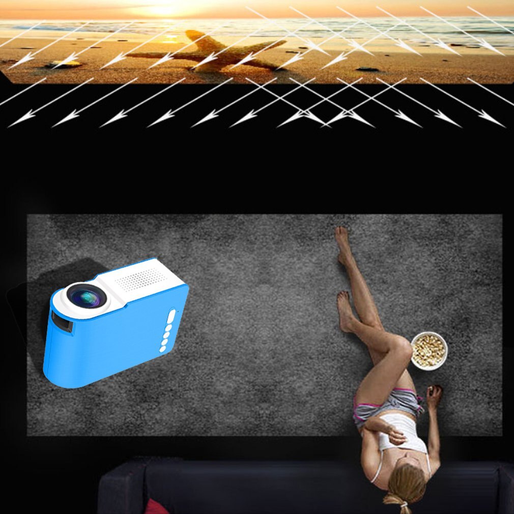 UK Plug LED Mini Portable Projector 1080P HD Projection Yg210 Household Micro Mini Projector For Lesiure Blue