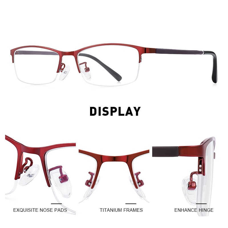 MERRYS Men Women Alloy Glasses Half Frame Myopia Prescription Eyeglasses Optical Frame S2265