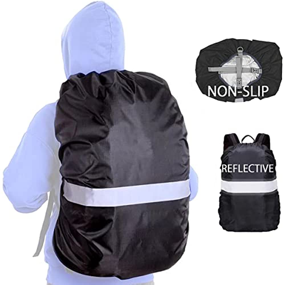Wasserdichter Rucksack-Regenschutz, reflektierend, mit Riemen, 15 l–65 l, Rucksack-Abdeckung, verbesserte Kreuzschnalle, Wandern, Camping, Radfahren
