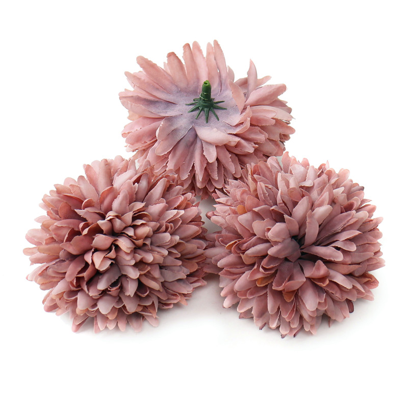5 st konstgjord blomma 7cm sidenkrysantemum blomhuvud bröllopsfest heminredning gör-det-själv krans scrapbook box hantverk: Brun