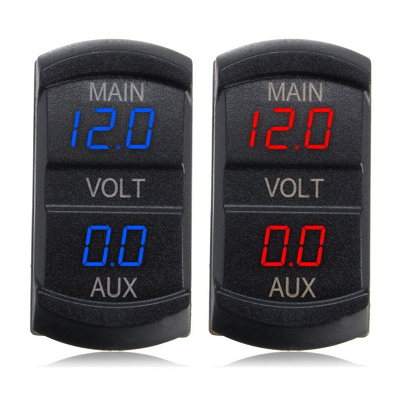 LED DC 10-60V Dual Voltmeter Gauge Voltage Panel Meter Display DC12v