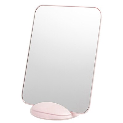 Horizontal and vertical simple vanity mirror with base Makeup Mirror Bathroom Travel: Pink