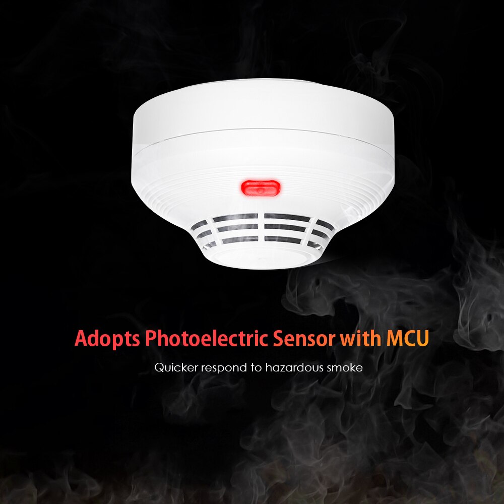 Smoke Detector Fire Alarm with Photoelectric Sensor Battery Operated with Light Sound Warning Not Hardwired for Home Kitchen