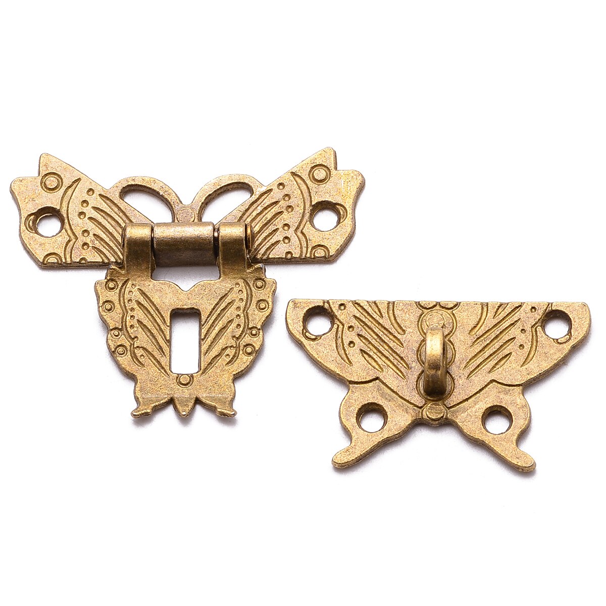 Butterfly Shape Vintage Alloy Hasp Lock 3-Set – Retro Decorative Padlock For Wooden Jewelry Boxes, Tool Chests & Cabinets