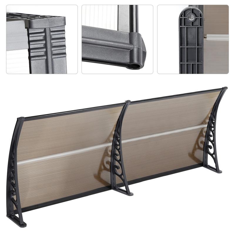 Auvent de porte-fenêtre d'entrée multi-tailles, auvent de porte Durable en polycarbonate pour extérieur HWC