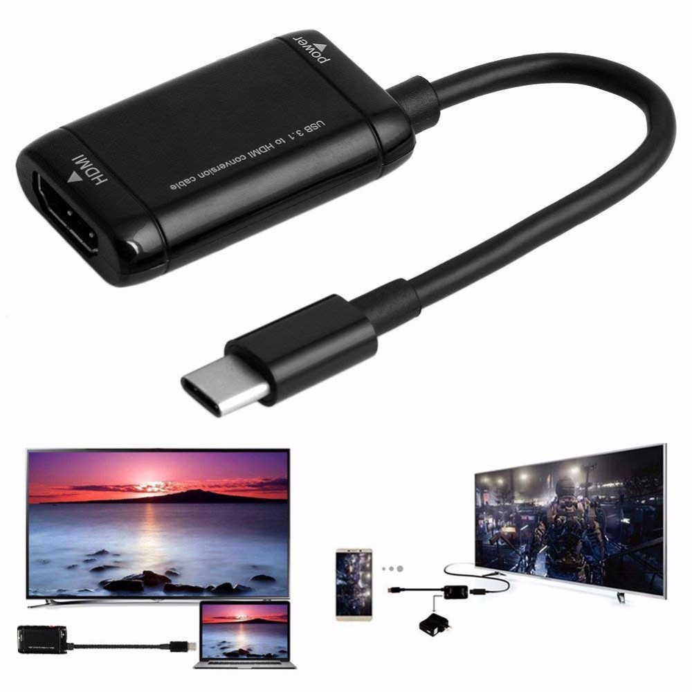 USB-C Type C naar HDMI Adapter USB 3.1 Kabel Voor Android Telefoon Tablet Black
