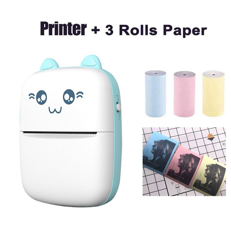 mini Kot C9 bezprzewodowy kieszonkowy rozmiar Bluetooth przenośny termiczny papier fotograficzny drukarka robić 58mm etykieta druku notatka android telefon z IOS: niebieski 3 kolor