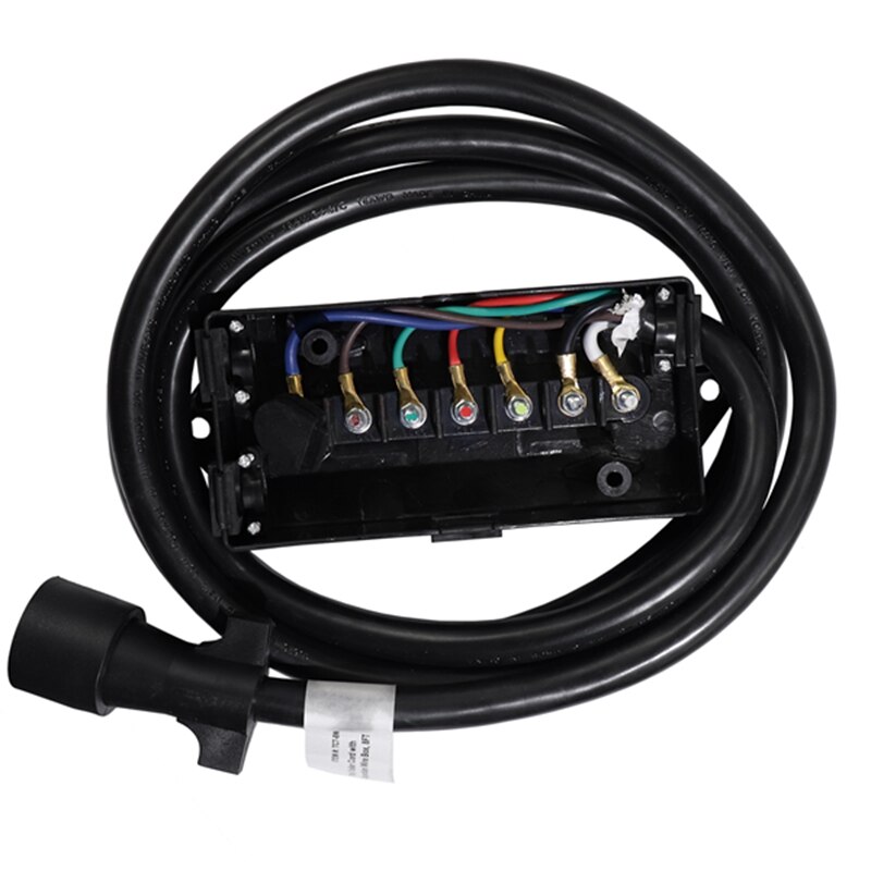 Heavy Duty 7 Way Plug Inline Trailer Cord With 7 Gang Junction Box - 8 Feet,Weatherproof