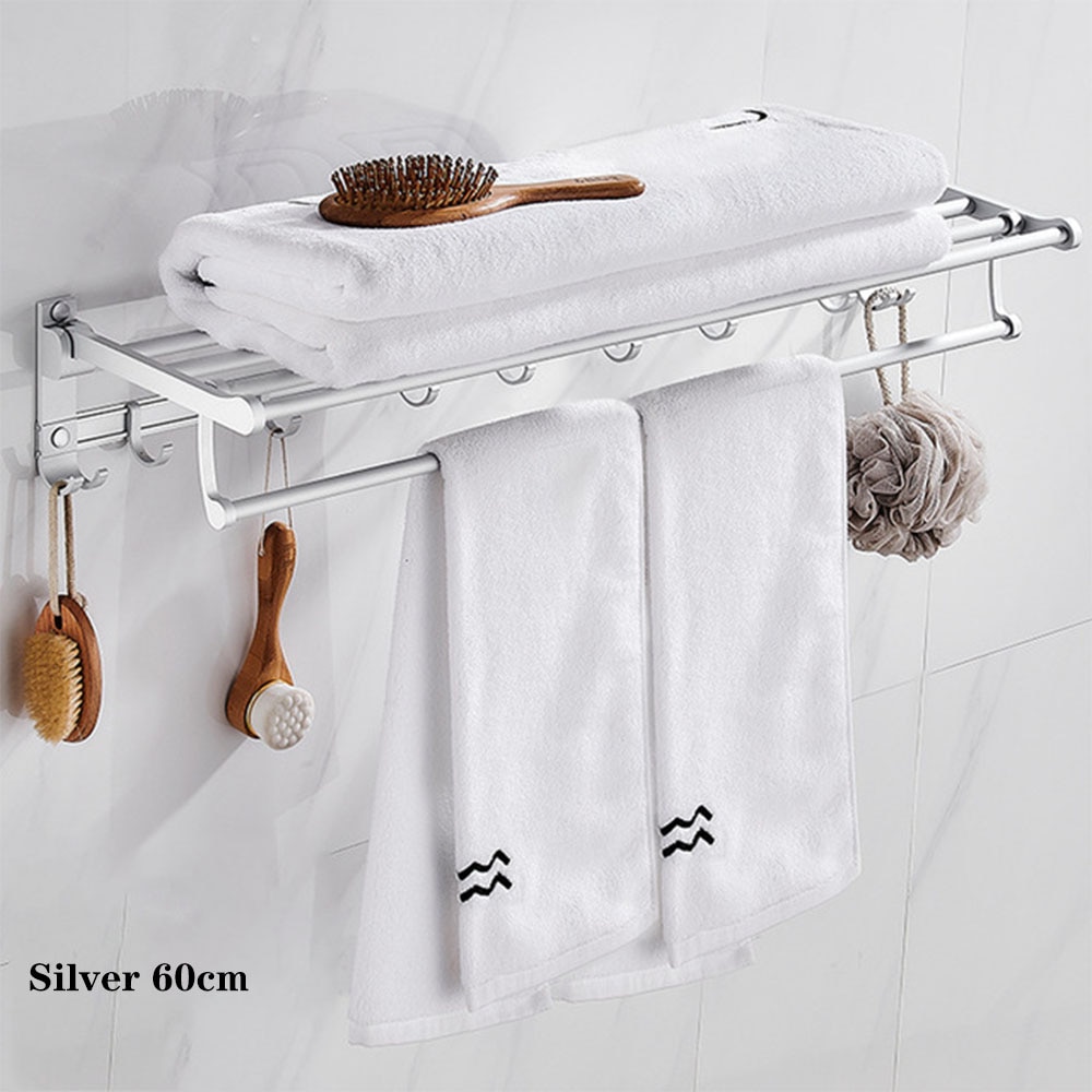 Sliver Bath Hardware Set Wall Towel Hanger Rack SBar Shelf Hook Toilet ...