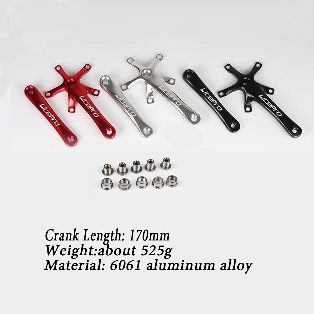 Litepro sykkel kranksett integrert enkelt kranksett krank 45t 47t 53t 56t 58t bcd 130mm for sammenleggbar sykkel sykkel kranksett 170mm