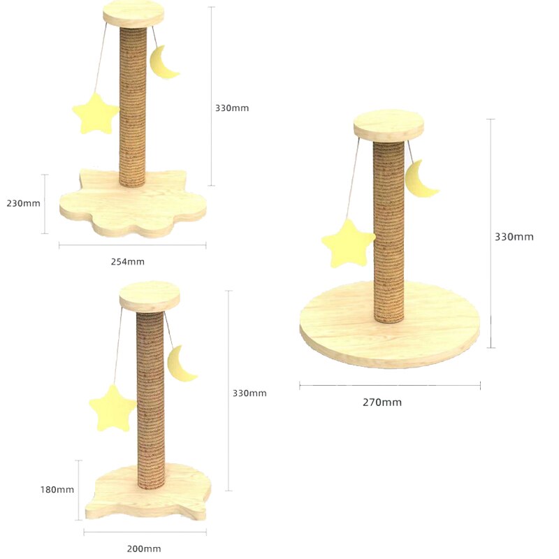 Cat Climb Column Star Month Sisal Wood Cat Climbing Frame Wear-resisting Grind Claw Vertical Protect Furniture Cats Toy