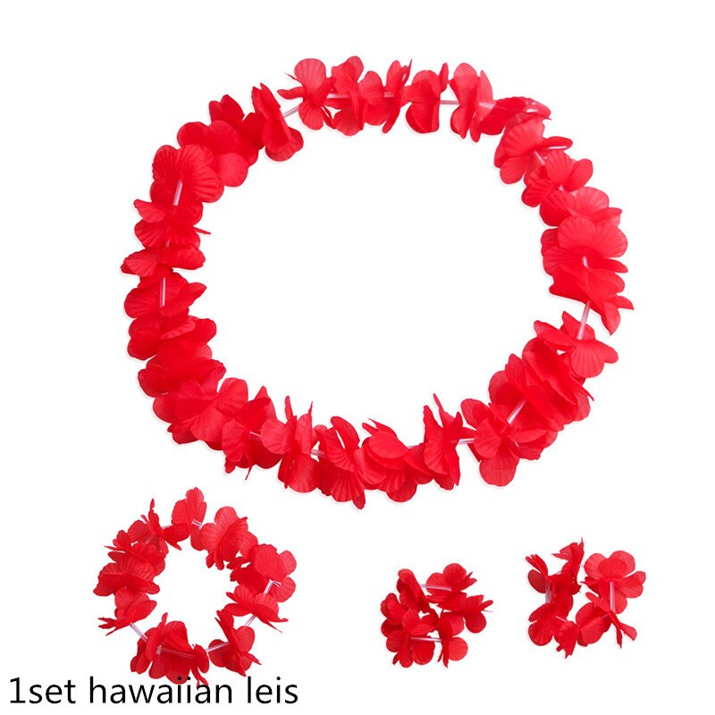 4-10pcs Hawaiian Party Artificial Flowers leis Garland Necklace DIY Dress Accessories Hawaii Beach Luau Summer Party Decor: F05