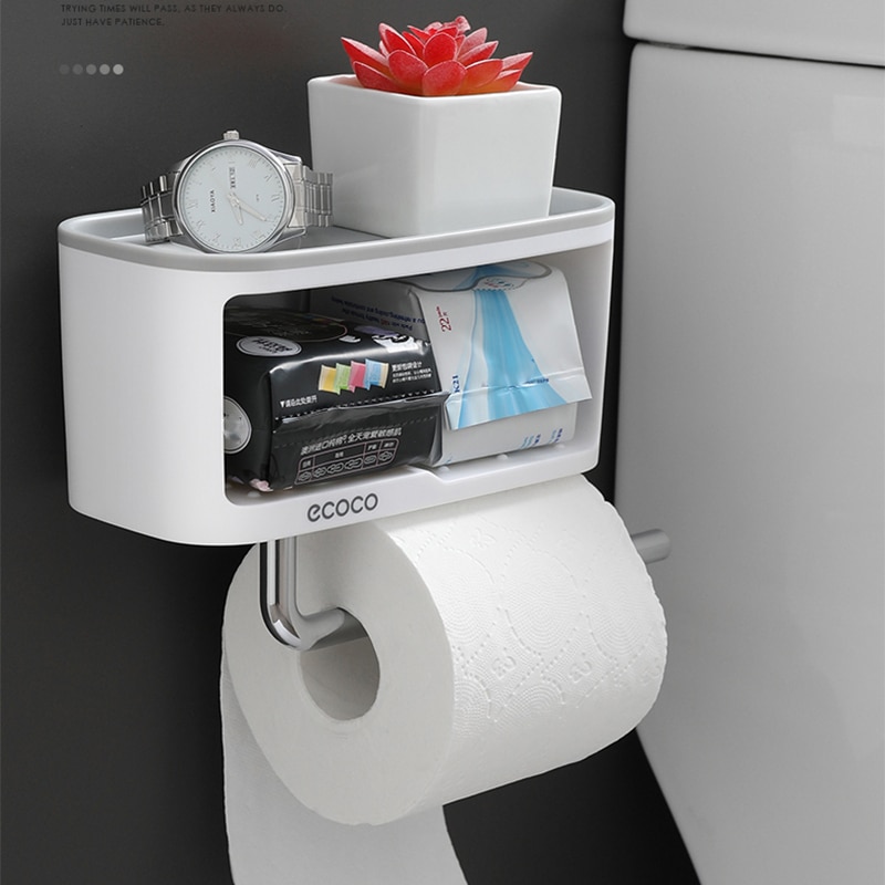 Multifunctionele Toiletrolhouder Creatieve Dubbele Laag Toiletrolhouder Voor Keuken Badkamer Plank Papier Houder