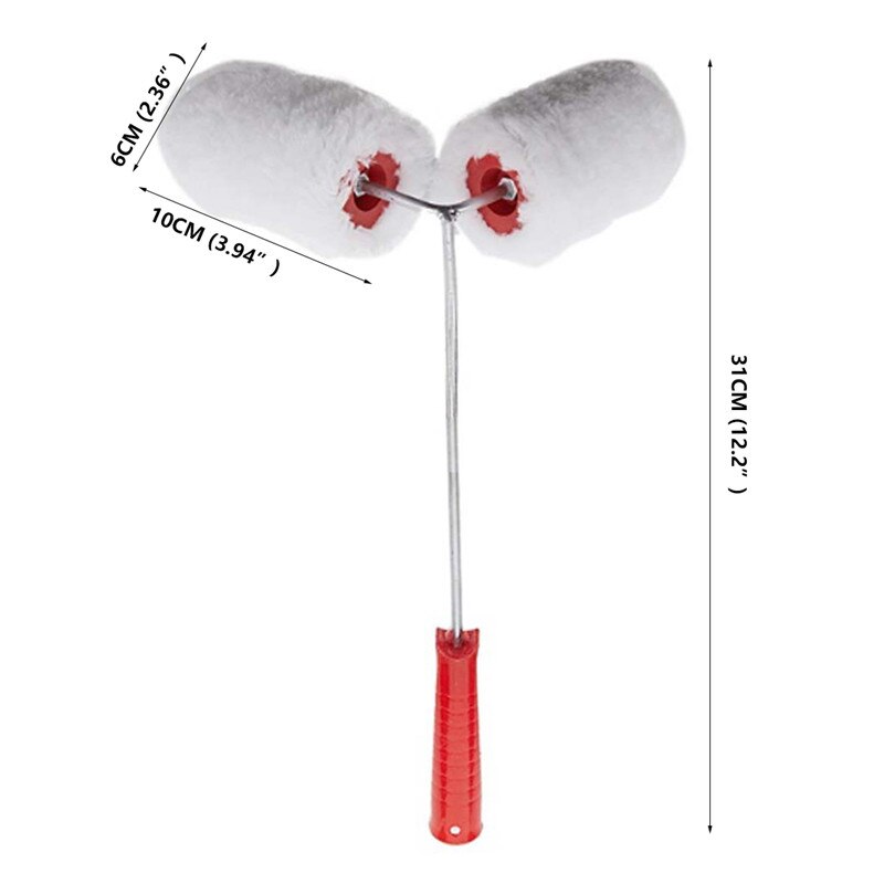 Dual Paint Roller with Two Mini Rollers Helps Paint Fencing Poles and Corners Dual Paint Roll Construction Tools Plastic Durable