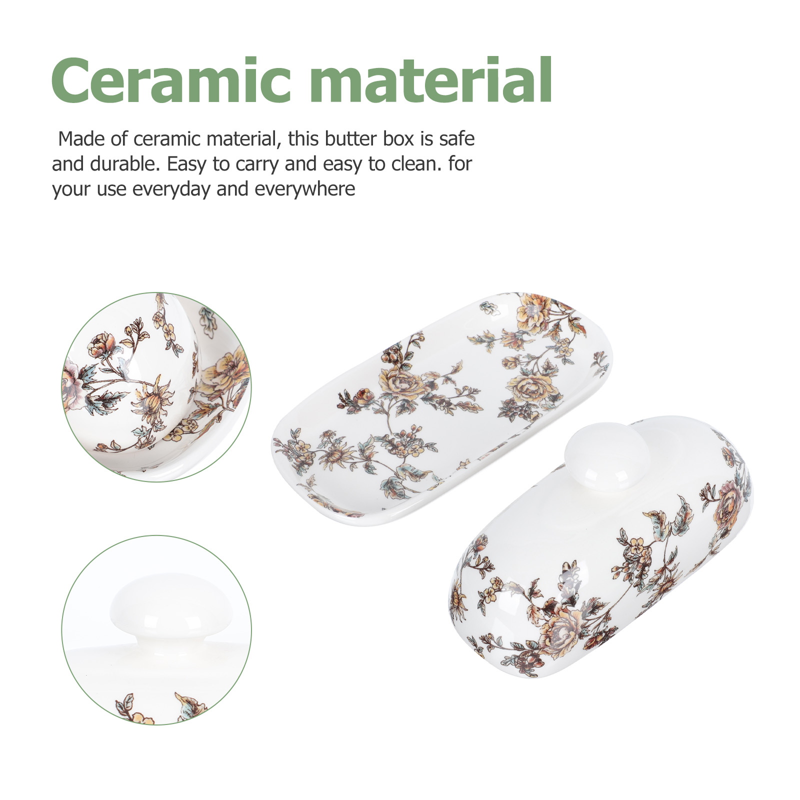 1pc Ceramic Dish Food Service Plate Butter Dish Cheese Box Food Dish