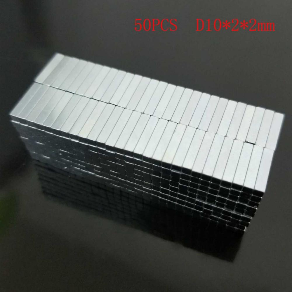 50pcs D10x2x2mm Zeldzame Aarde Neodymium Magneten Stabiele Draagbare Sterke Block Cuboid Magneet