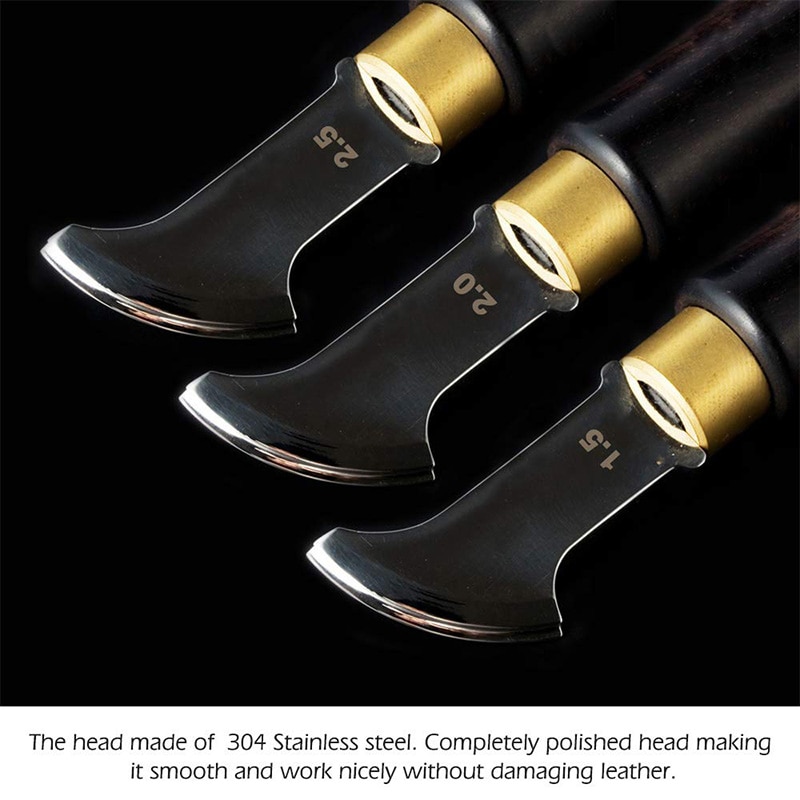 Leather Edge Creaser Leather Edge Creasing Tool, Edge Marking Leather Craft Black Wood Handle Tools,3 Packs(1.5+2+2.5mm)