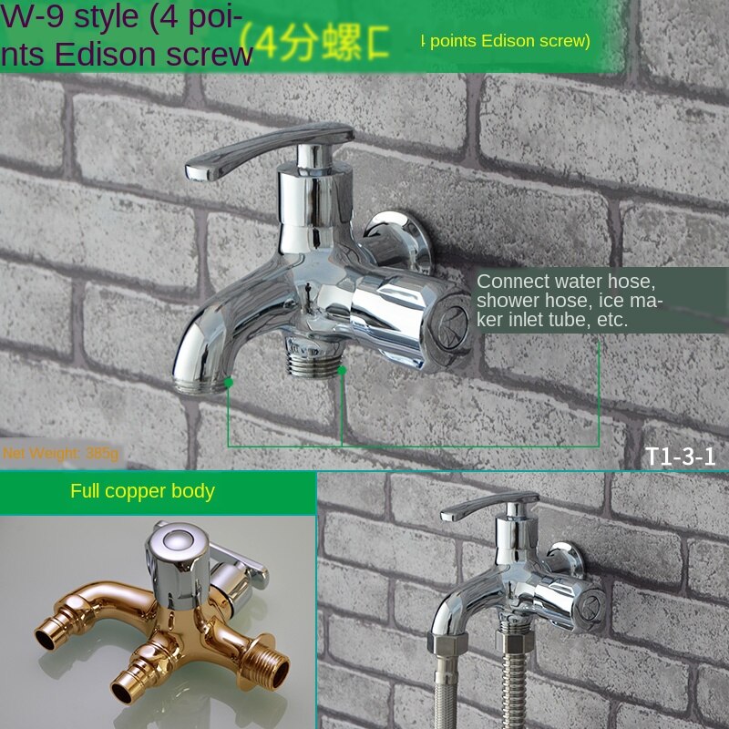 1/2in één in twee uit de wasmachine kraan 3/4in bajonet dr. enkele koude snel open dubbele gebruik multifunctionele dweil chilong: W-9