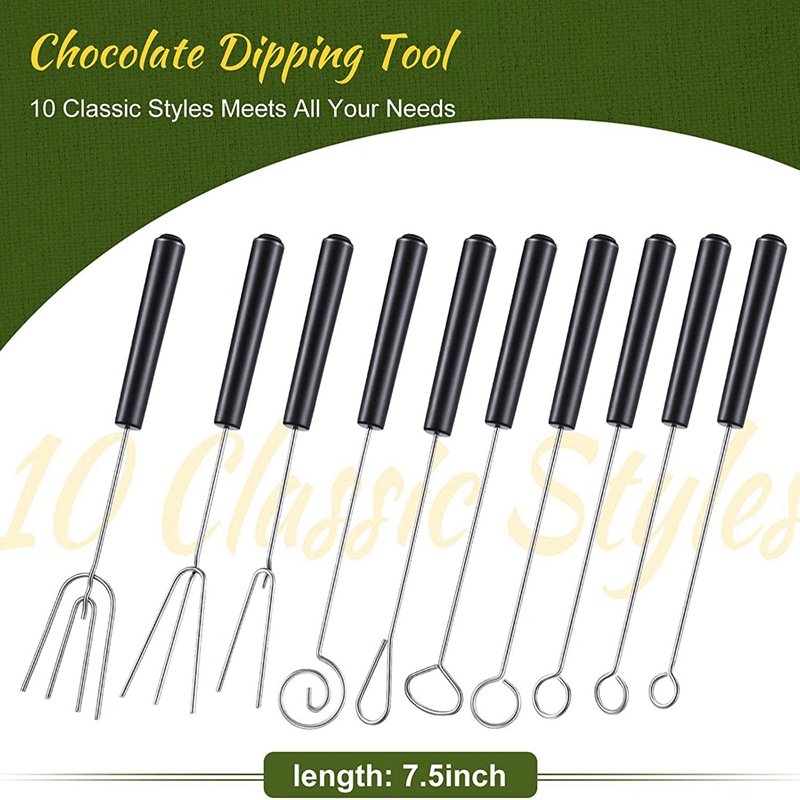12 Pieces Candy Dipping Tools Set Included Chocolate Dipping Fork Spoons Culinary Decorating Spoons Chef Art Pencil