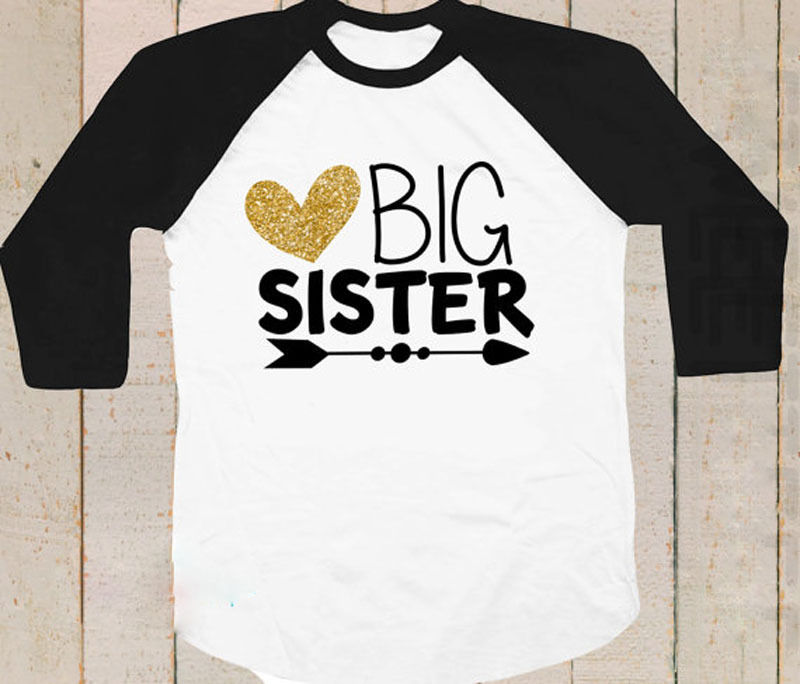 Baby Girls Clothes Summer Long Sleeve Cotton Kids Big Sister Letter T-Shirt Casual Child Clothing TShirt Top Blusa 2-7Y