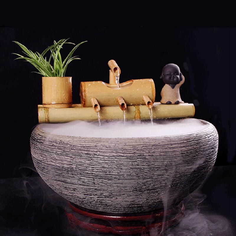 Bambus Aquarium Wasser Recycling Feng Shui Dekoration Rohr Wasser Brunnen Stein Trog Filter Sekretariat Schreibtisch Möblierung